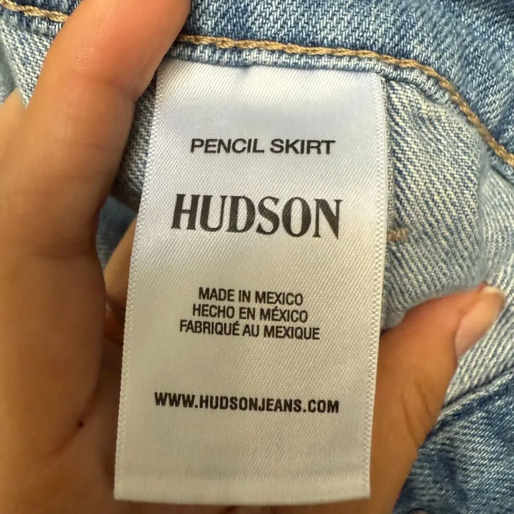 Hudson Jeans Midi Pencil Denim Skirt Light Wash Size 29 Button Front - Picture 5 of 10